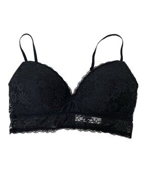 EUC Mae Black Lace Wireless Bralette Large Lightly Padded Sexy Lingerie Goth